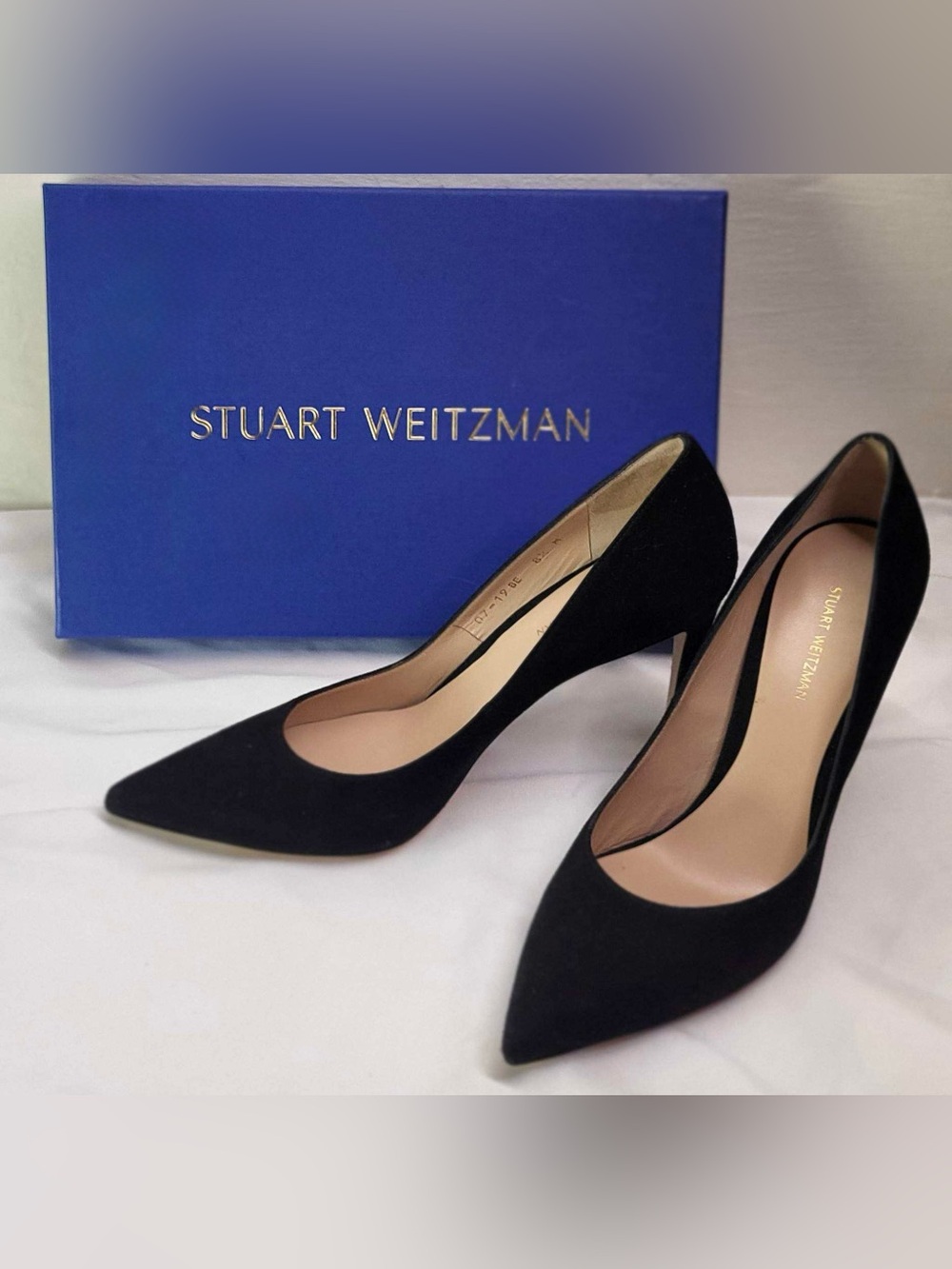 Stuart Weitzman "Royal" Black Suede Pointed Toe Stiletto Pumps - Size 8.5 - NWT - Picture 3 of 16
